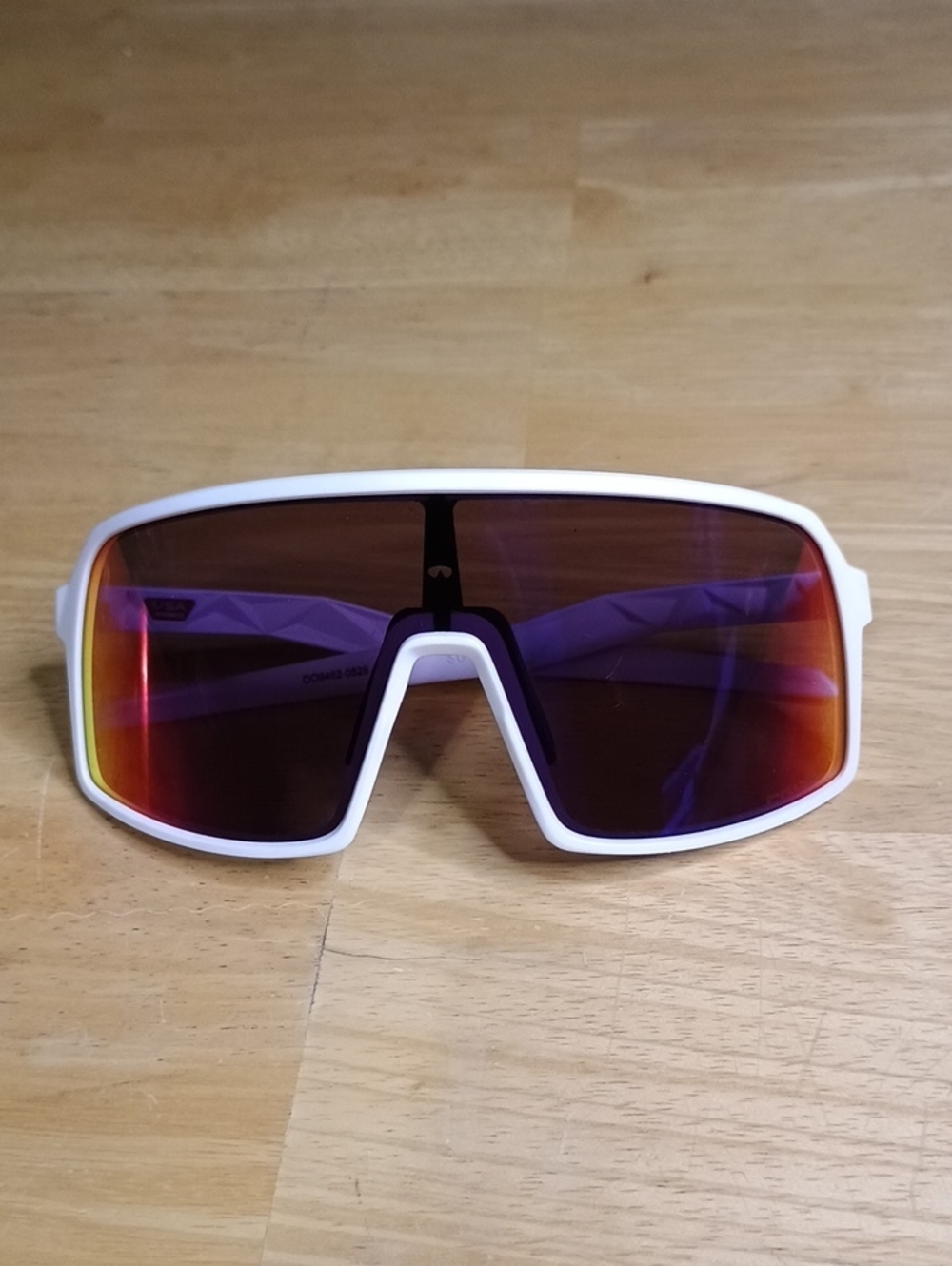 Oakley Sutro S White Frame Sunglasses with Red-Orange Purple Mirror Lens